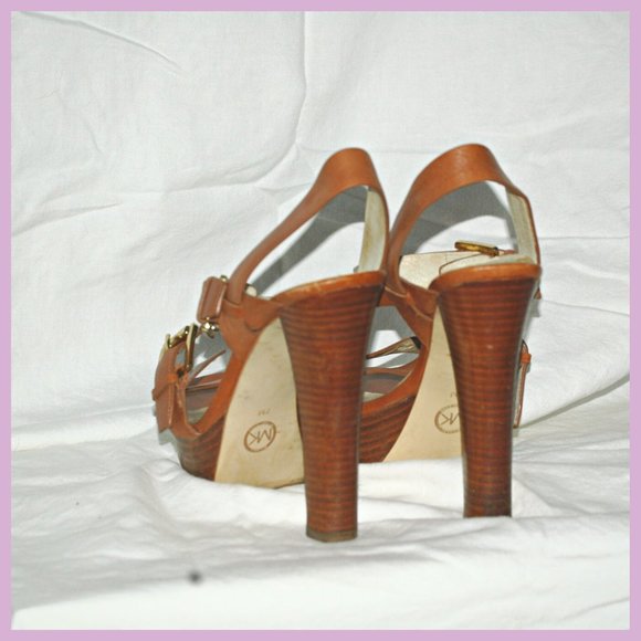 Michael Kors Luggage Brown Platform Sandals - Picture 3 of 3
